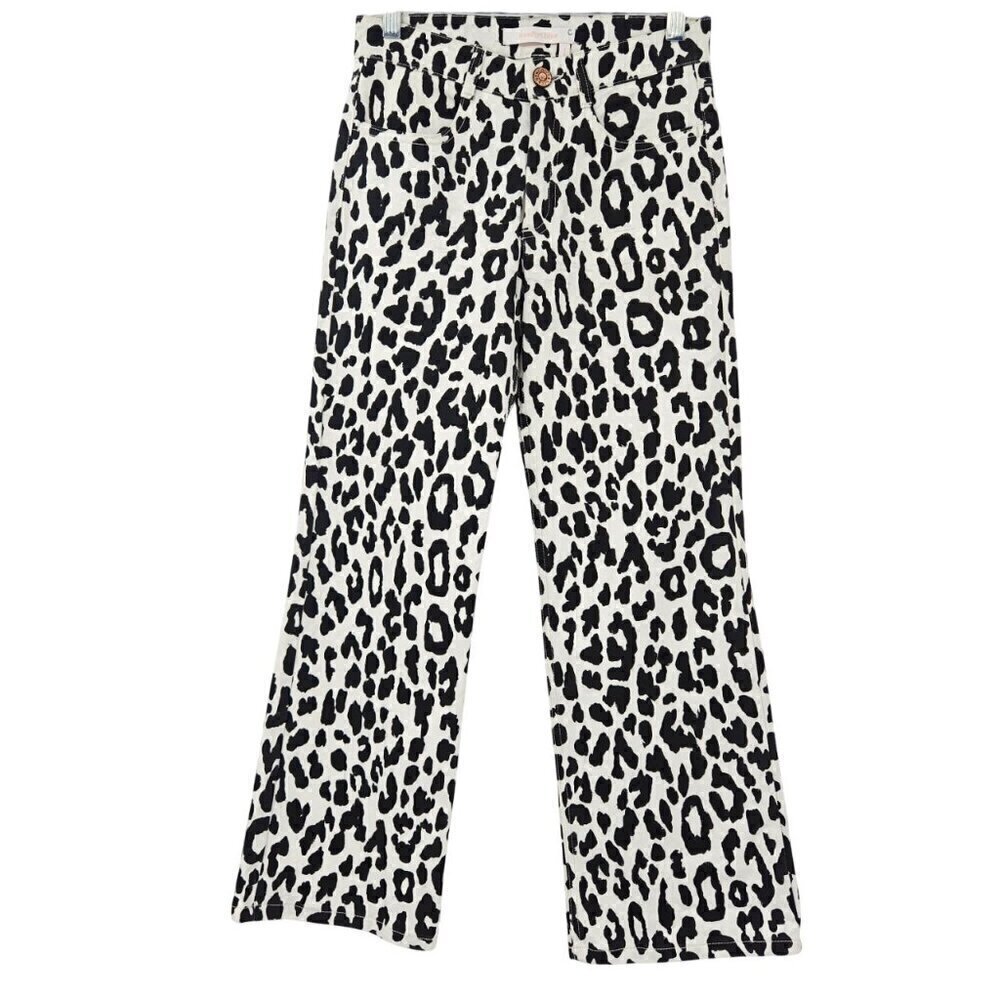 See By Chloe Leopard Print Crop Jean Black/White Women’s Size 34 U.S. 2 Mid Rise